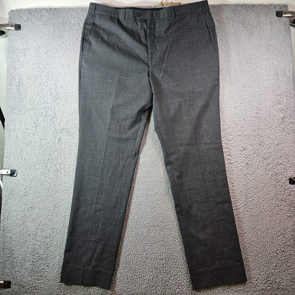 JB Britches Dress Pants Men 40 x 33 Wool Blend Flat Front‎ Textured Gray